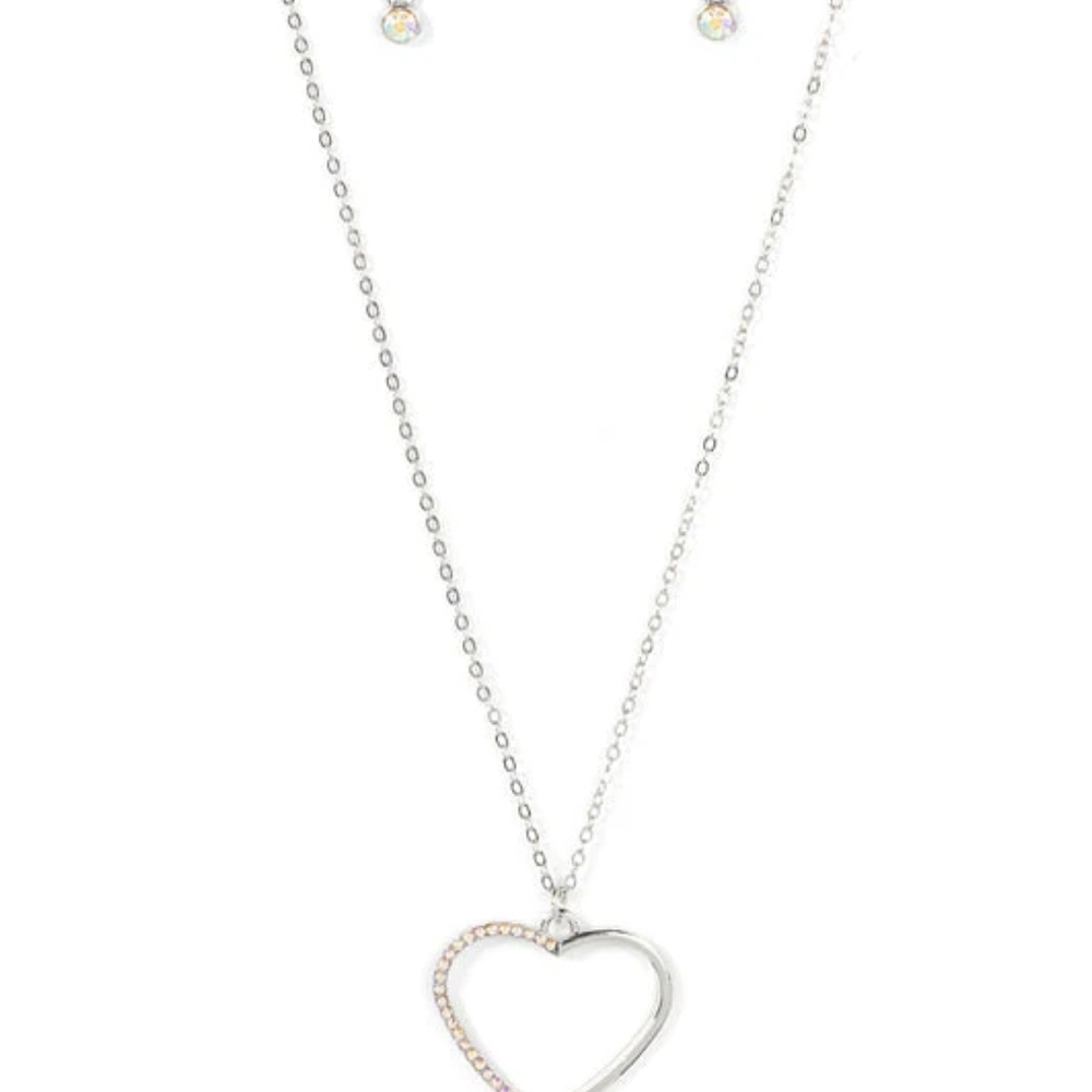Paparazzi Silver Heart Necklace Set Love To Sparkle Multi Fashion Jewelry